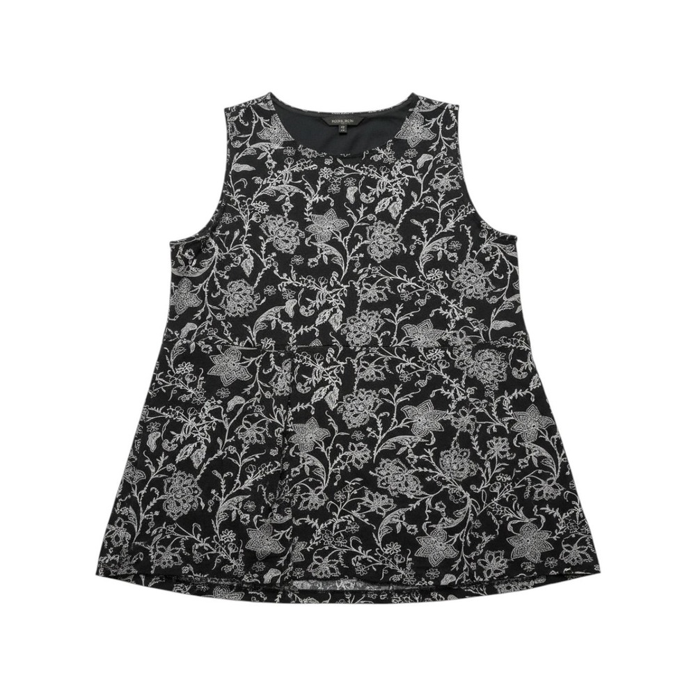 J. Jill Wearever Collection Black & White Floral Shift Dress XL Stretchy Flowy